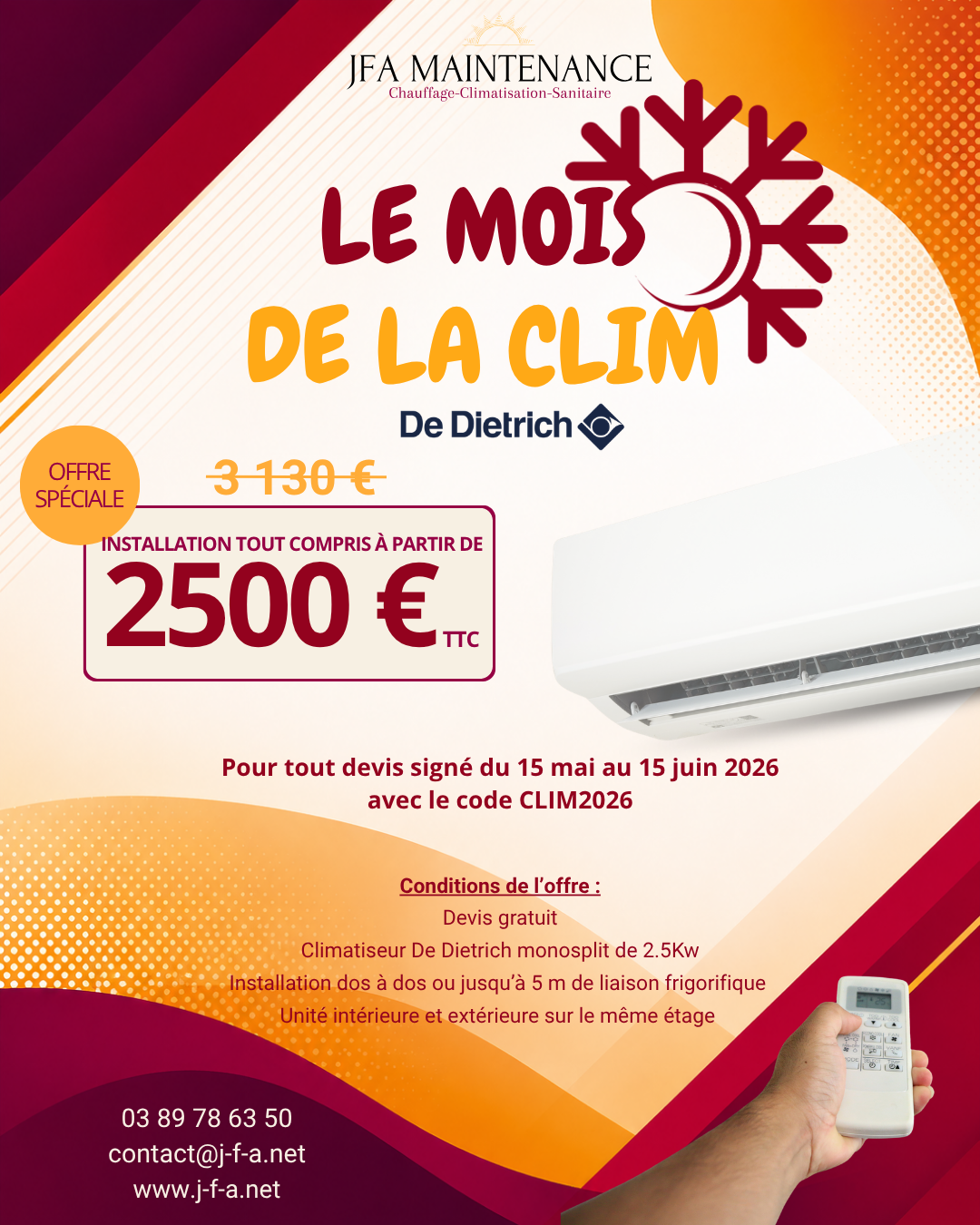 Le mois de la clim est lanc&eacute; chez JFA Maintenance Colmar